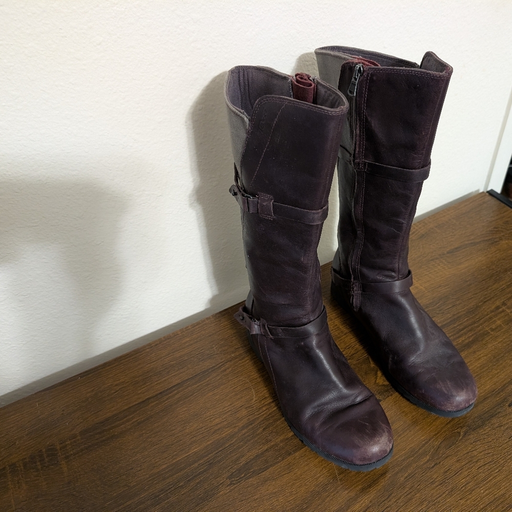 Teva Womens Size 11 De La Vina Tall Waterproof Brown Leather Zipper Boots Riding